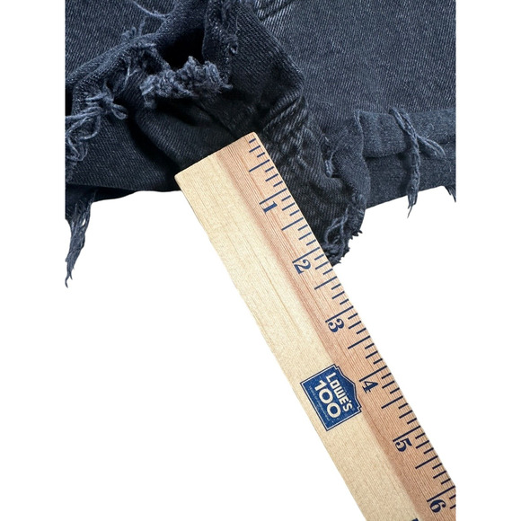 Abercrombie Fitch The Mom Short Womens Size 4 Black Distressed High Rise Cut Off - Picture 5 of 7